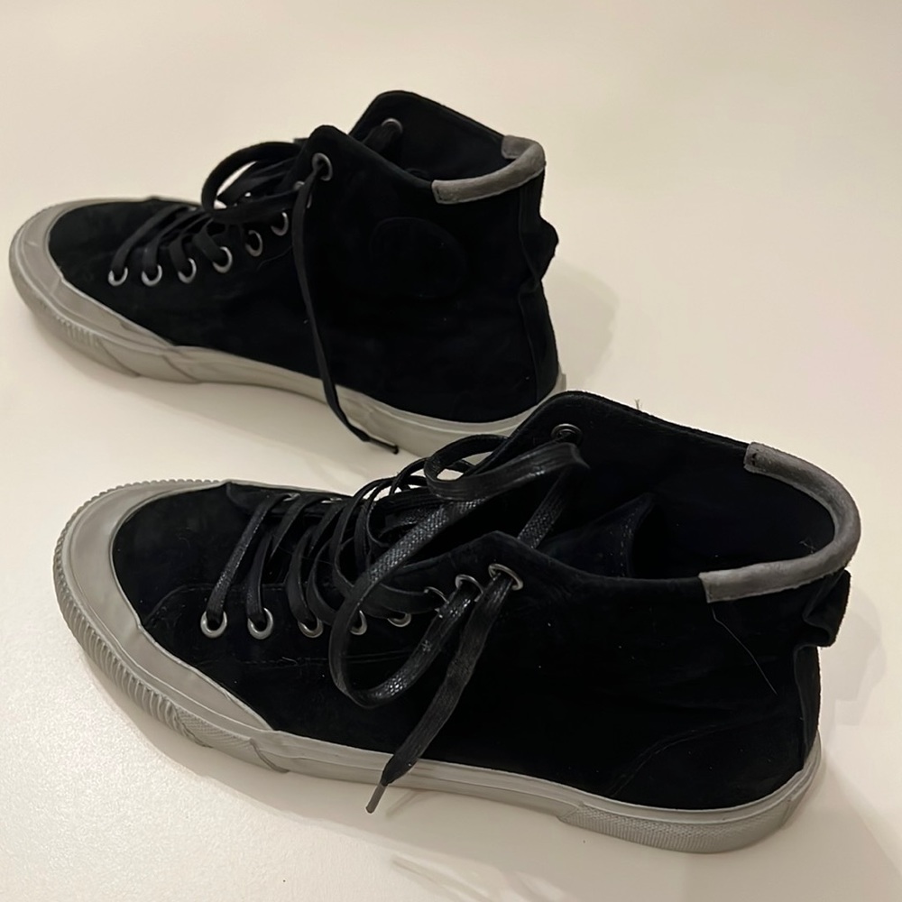 Men’s All Saints Dumont High Top Black Suede Sneakers, Better than New